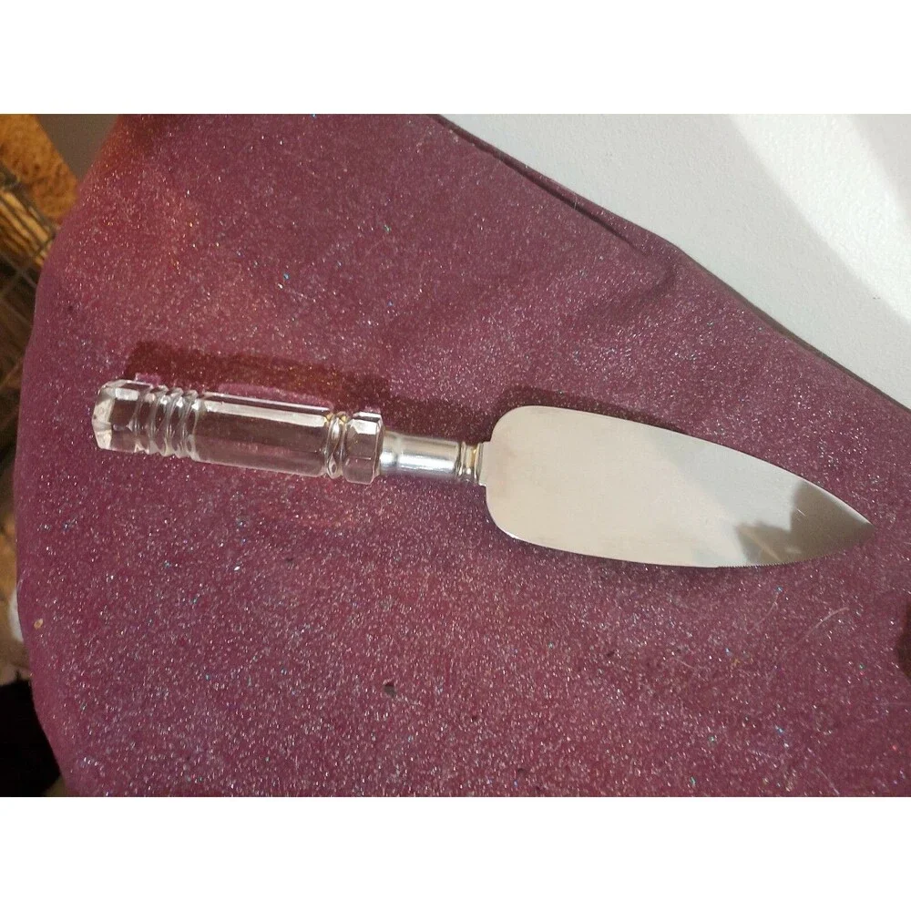 Vintage Prill Crystal Clear Handle, Stainless Blade Cake server